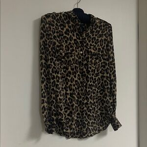 White House Black Market Leopard Print Blouse